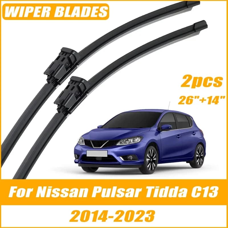 2pcs Wiper Front Wiper Blades For Nissan Pulsar Tidda C13 2014-2023 Windshield Windscreen Clean Window Car Rain Brushes 26"+14"