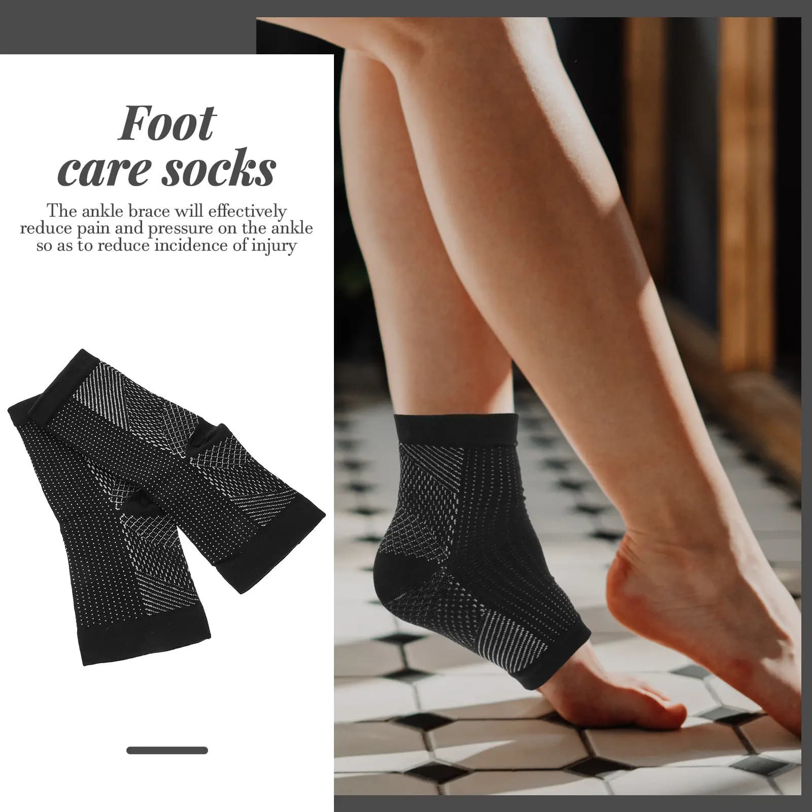 3Pairs Breathable Compression Socks Ankle Support Plantar Fasciitis Socks Foot Pain Relief for Running Sports Pressure Sock