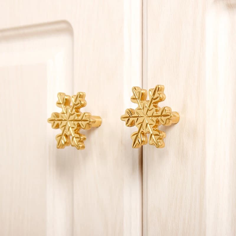 Eleganti Maniglie per Mobili in Ottone Massiccio a Forma di Fiocco di Neve, Set da 4 Pezzi, per Cassetti, Armadi, Credenze, Mobili TV e Cantinette