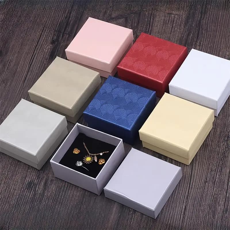 5Pcs 7x7cm Cardboard Jewelry Packaging Box Necklace Earring Bracelet Storage Box