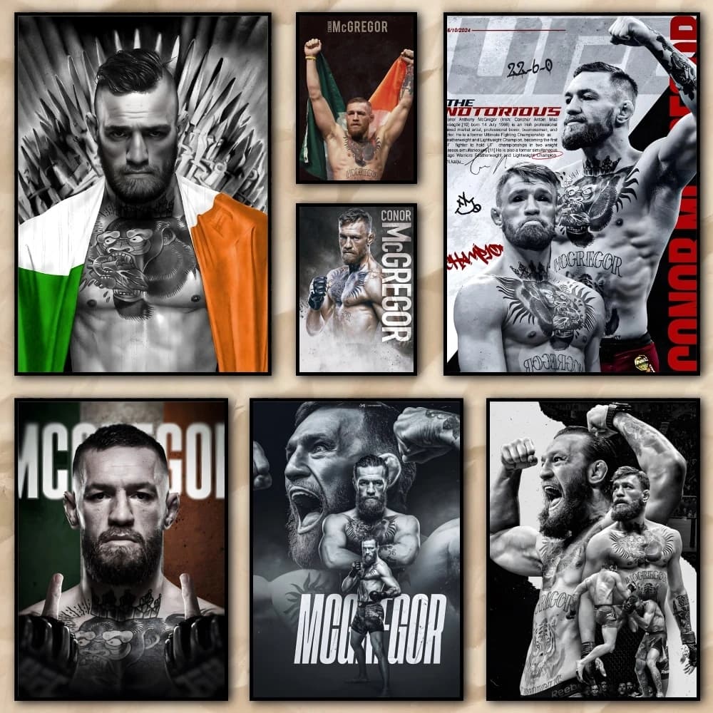 Cool C_Conor McGregor Painting Calligraphy High Quality Canvas Poster Wall Art For Office Restaurant Home Decoration Set