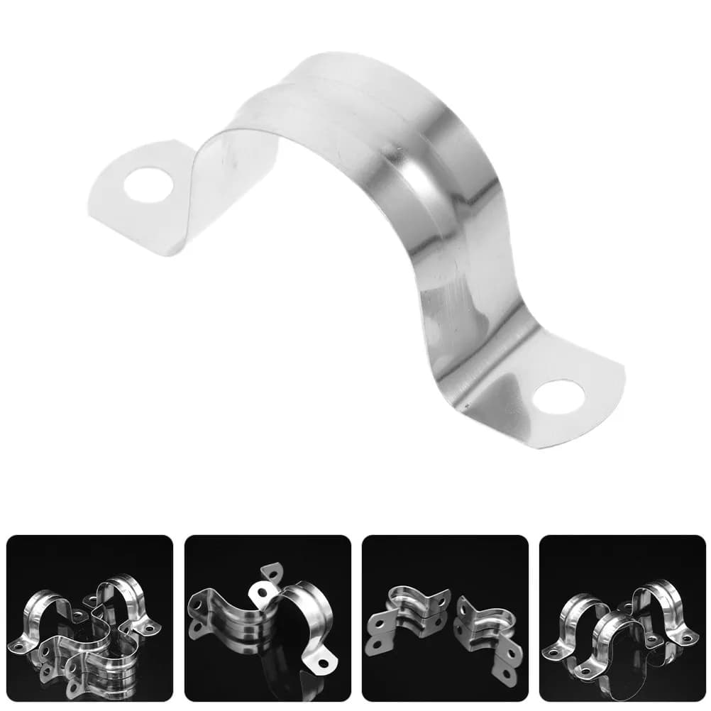 10Pcs 35mm U-Shape Stainless Steel Conduit Clamp Double Hole Pipe Strap Tension Clip for Garden Hose PVC Pipe and Tube Fixing