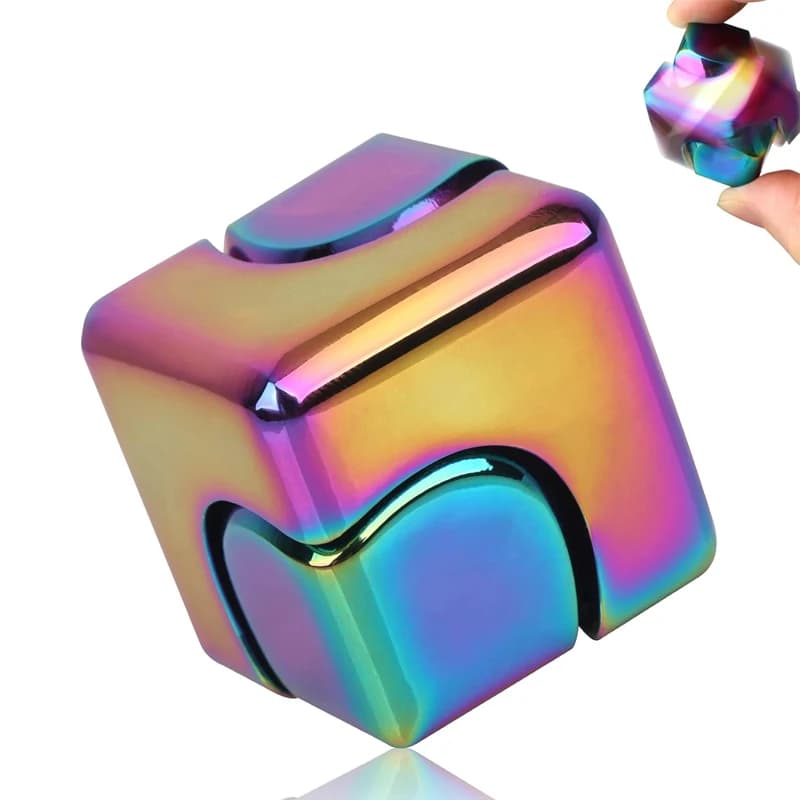 Square Magic Dice Metal Rotate Cube Fidget Spinner Anxiety Stress Relieve Autism ADHD Relaxing Cool Toys And Gadgets For Adults