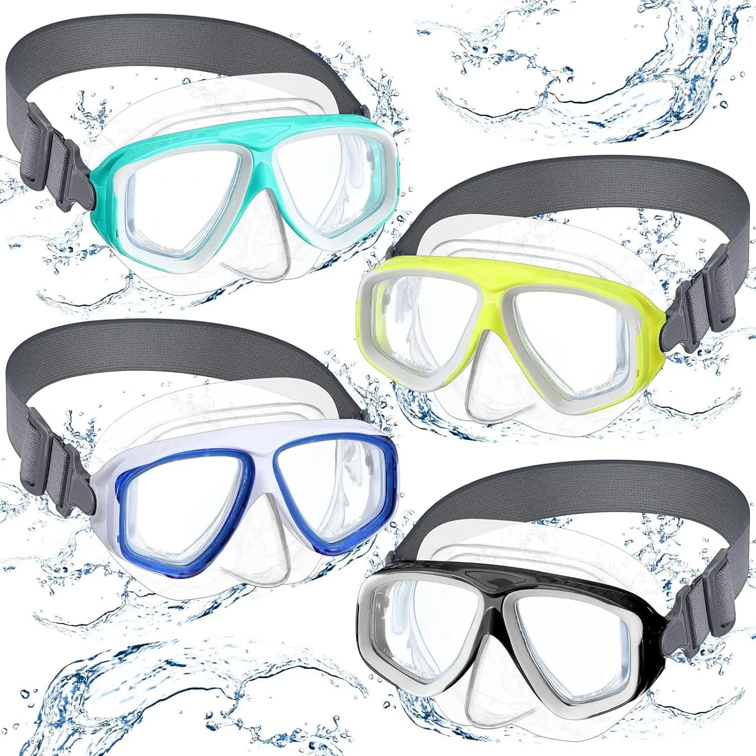 Occhialini da Nuoto per Bambini e Ragazzi con Copertura per il Naso, Cinturino Elastico, Maschera Subacquea Impermeabile per Immersioni