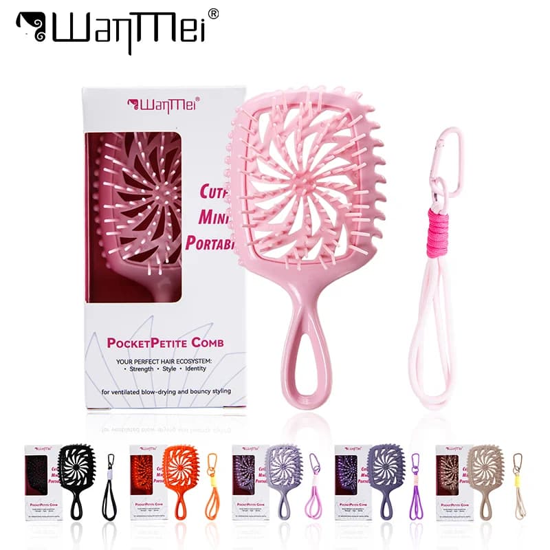 1pc Mini pettine accessori spazzola per massaggio del cuoio capelluto con Winmill spazzola per capelli antistatica cava portachiavi strumento per lo styling dei capelli portatile salone