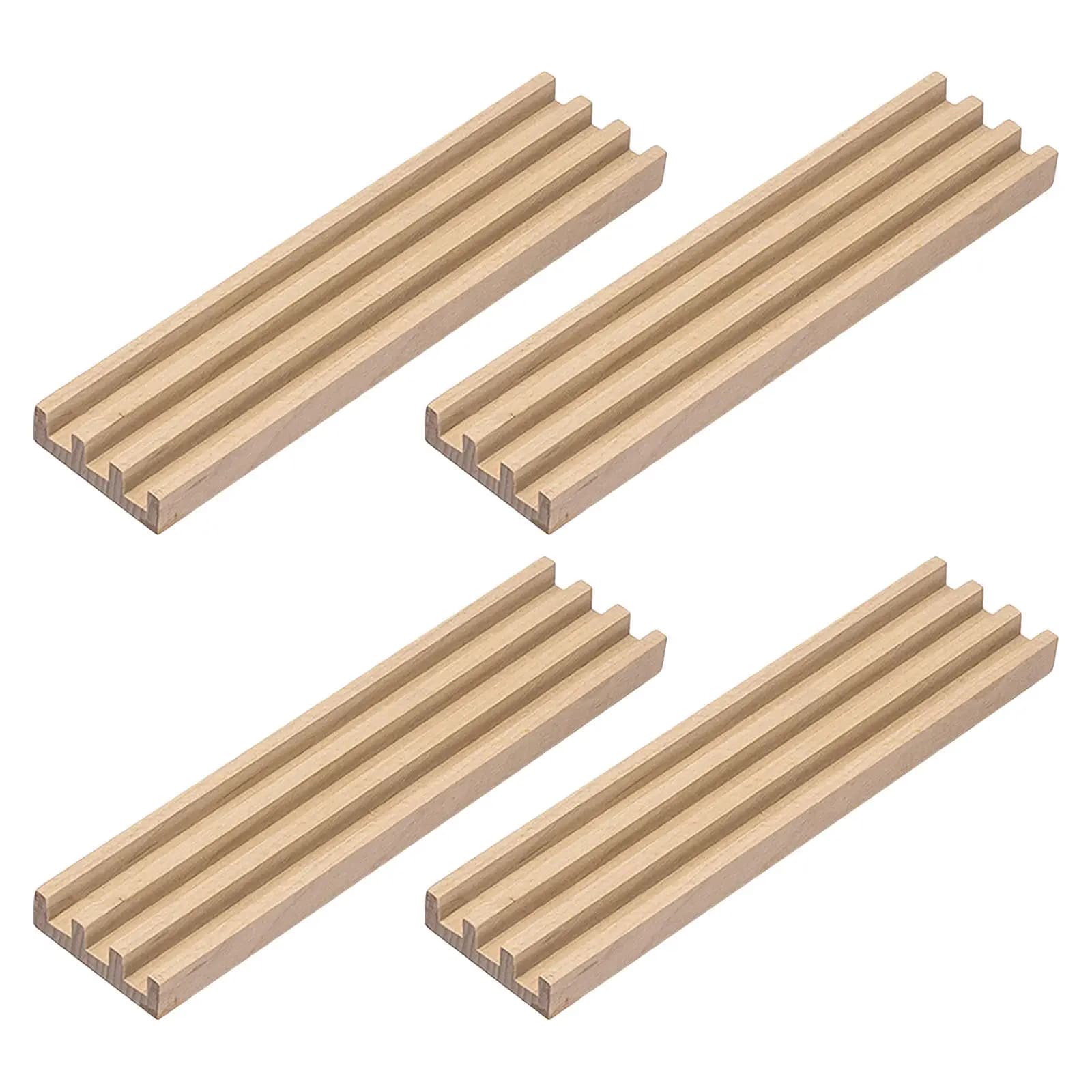 Set di 4 Supporti in Legno per Domino con Bordi Arrotondati, Porta Domino per Tessere, Vassoio per Carte, Supporti per Mahjong, Giochi da Tavolo