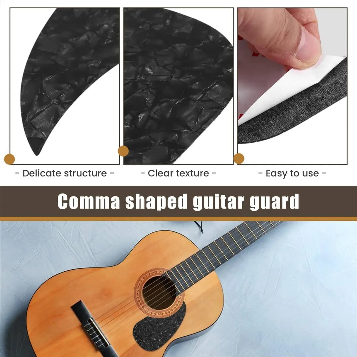New Arrival Fashion 1pcs Acoustic Guitar Pickguard Self-Adhesive Pick Guard Plate Comma Shape for Classical Acoustic Guitar Part