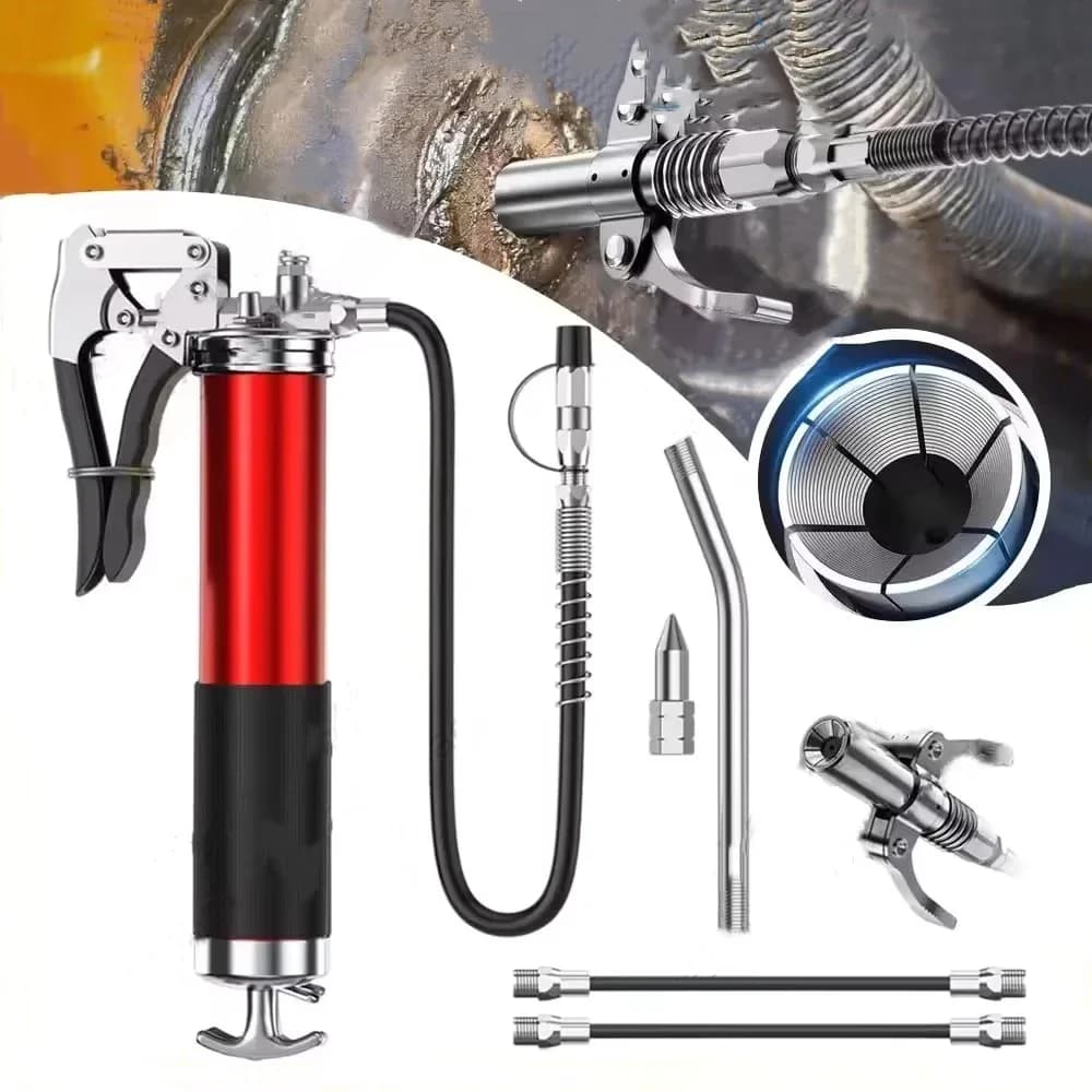 Strumento di manutenzione per carichi pesanti per iniezione di ingrassaggio 400CC 7000PSI Kit pistola per grasso per olio Impugnatura manuale per pistola Accoppiatore di pompaggio ad alta pressione