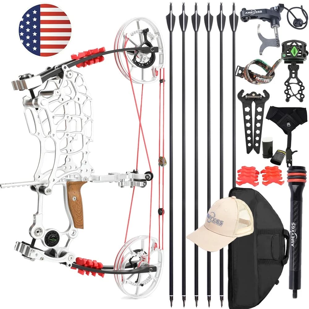 30-70lbs Compound Bow Adjustable Dual-Purpose 80% Let-off High Speed 420FPS for Hunting Shooting Steel Ball and Target Practice Right Hand Archery