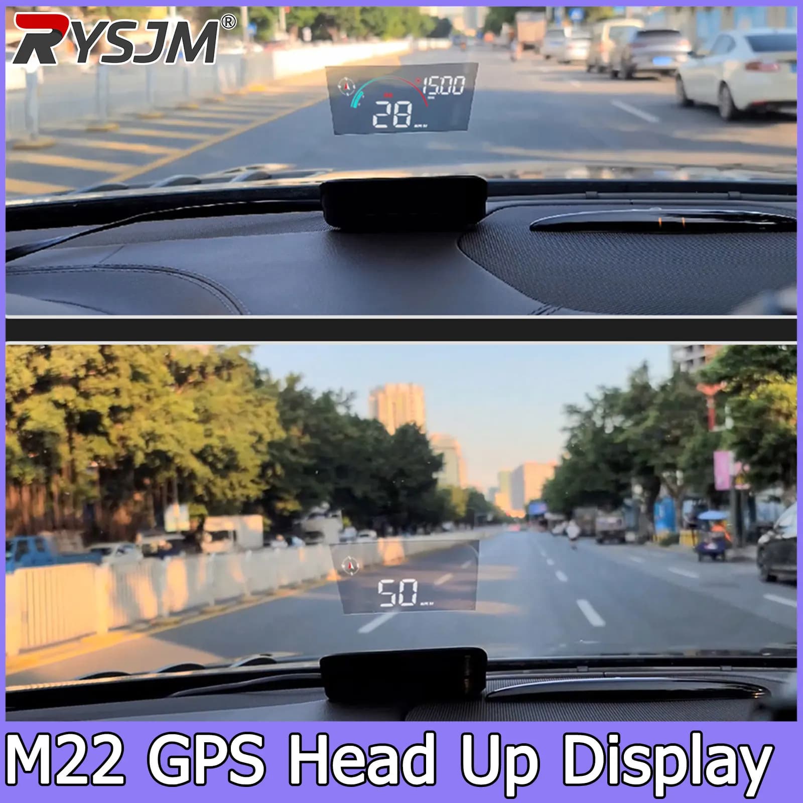 Windshield Projector M22 GPS Speedometer Head-Up Display HUD Digital Odometer Speed with Compass Auto On-Board Computer Km/h MPH