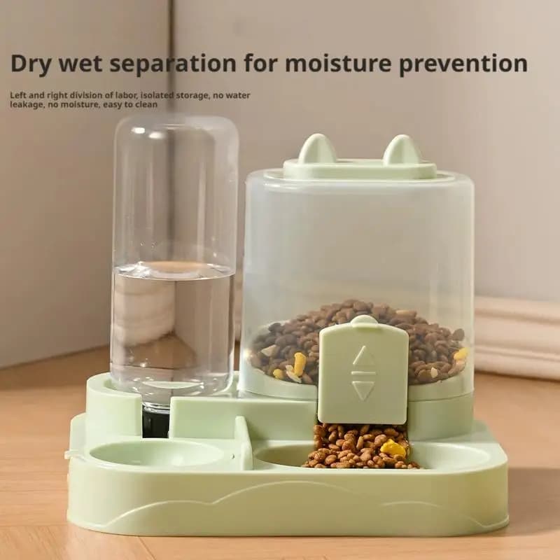 Dispenser Automatico per Cibo per Cani e Gatti con Doppia Ciotola e Distributore d'Acqua, Contenitore per Alimenti per Animali Domestici di Grande Capacità