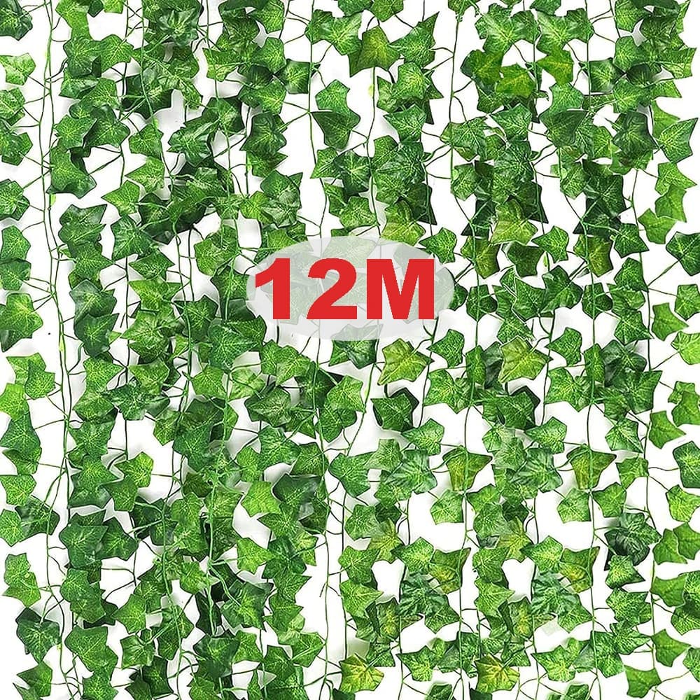 2/12M Artificial Plant Green Edera Ghirlanda Leaf Plant Finta Creeper Hanging External Faces FAI DA TE Giardino Parete Festa di Nozze Complementi Arredo Casa