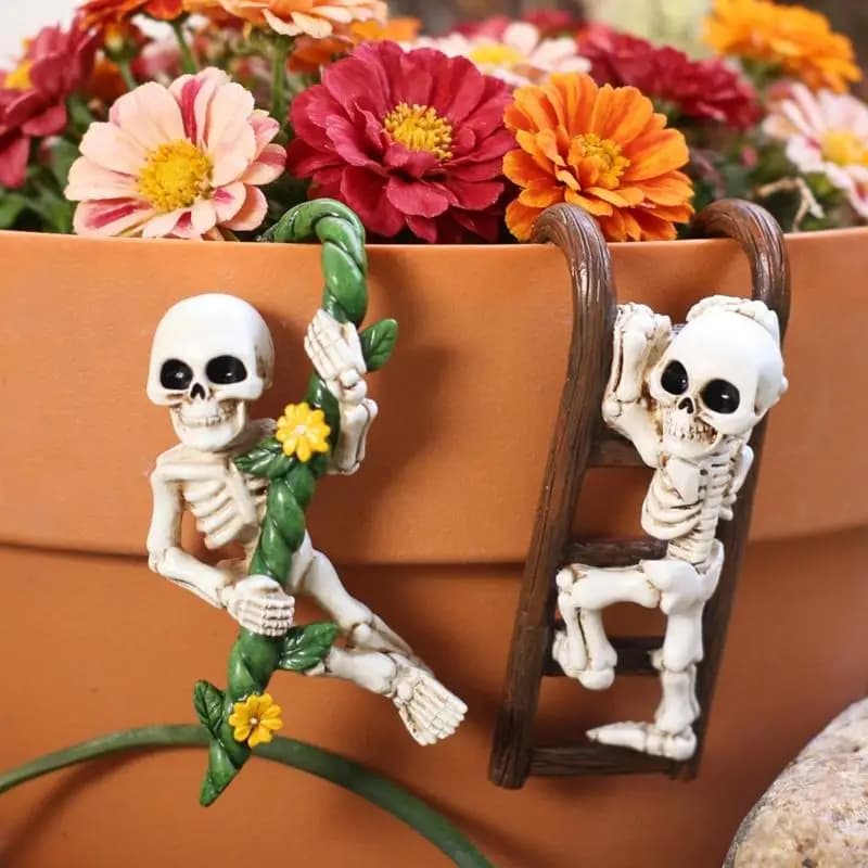 Confezione Da 2 Scaletta Halloween Teschio Decorazione Da Appendere Vaso Fiori Abbracciatori Per Piante E Resine Da 87HA
