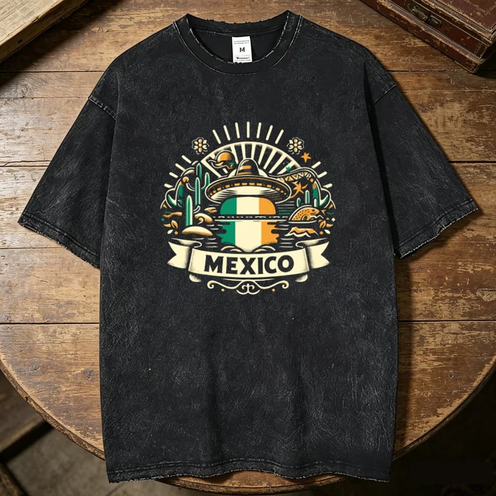 Mexico Vintage Washed cotton t shirt teen aesthetic Digital 2000s Pastel kawaii Classic Digital graphic Pop Culture streetwear
