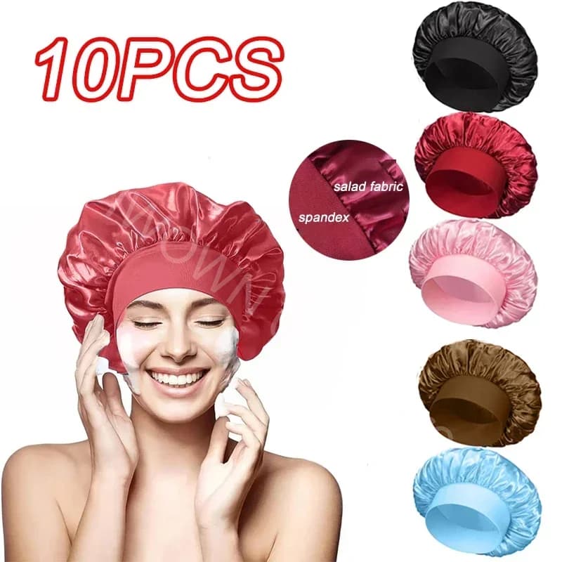 Solid Satin Night Hat for Women New Unisex Night Hat with Elastic Wrap for Hair Care Night Hat de Nuit