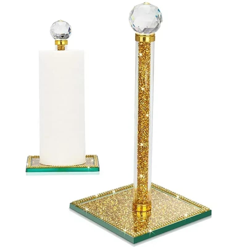 Porta asciugamani di carta di cristallo Supporto da appoggio Portarotolo di carta igienica con base pesante scintillante Decorazioni per la casa per cucina Bagno