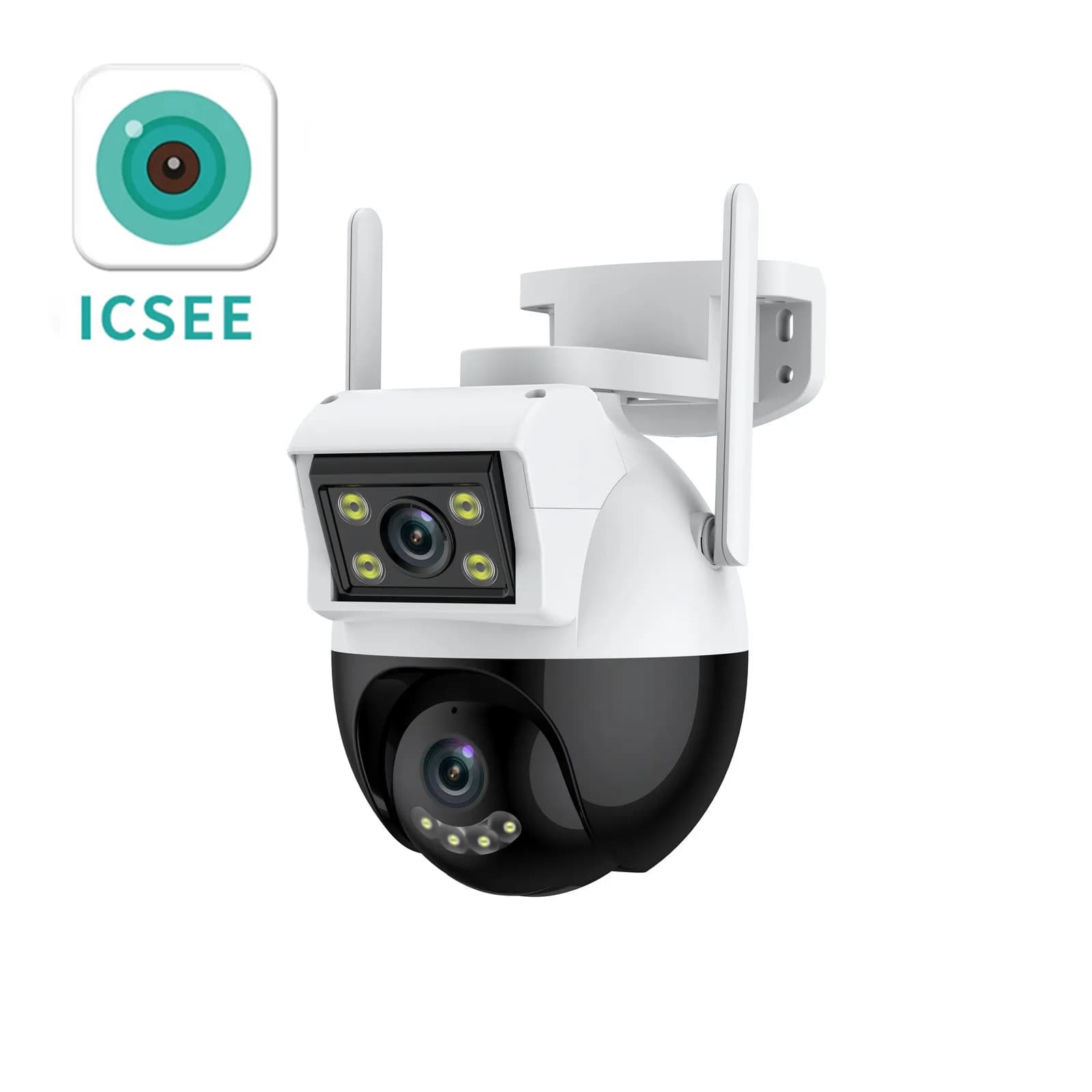 Telecamera IP Dome PTZ Wireless 4MP con Doppia Lente, Rilevamento AI Umanoide, Visione a Colori, Sicurezza Domestica, Monitoraggio Bambini, Compatibile con App iCsee/Yoosee