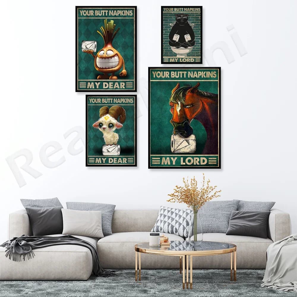 horse bathroom poster, onion, cat, your ass napkin my dear poster, onion bathroom wall art, bathroom sign wall decor