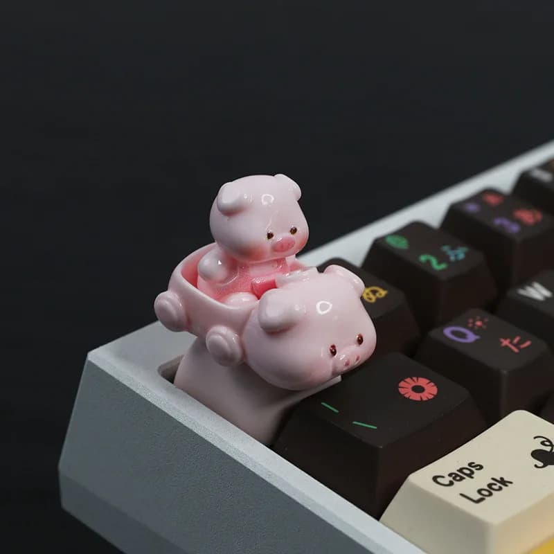 Keycap per tastiera meccanica a forma di maiale volante, personalizzato, simpatico maiale rosa, con stelo incrociato, antistress, blind box