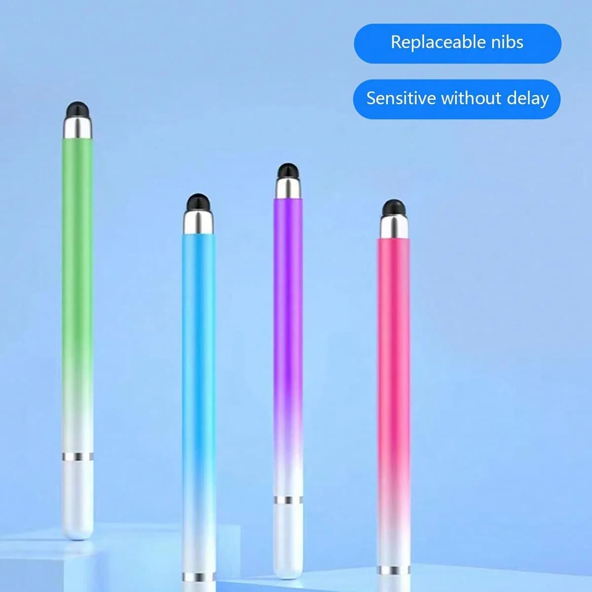1 penna stilo touchscreen a doppia testa a colori sfumati Macaron, penna touch ad alta precisione per telefoni cellulari e tablet, adatta per schizzi e disegni, compatibile con Apple iPad e tablet Huawei