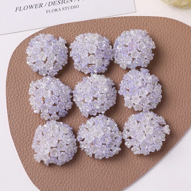Shoe Decor 1 Piece Gradient Seed Bead Hydrangea Flower 3cm Youthful Charming DIY for Jelly Clog Sandals Crystal Princess Korean