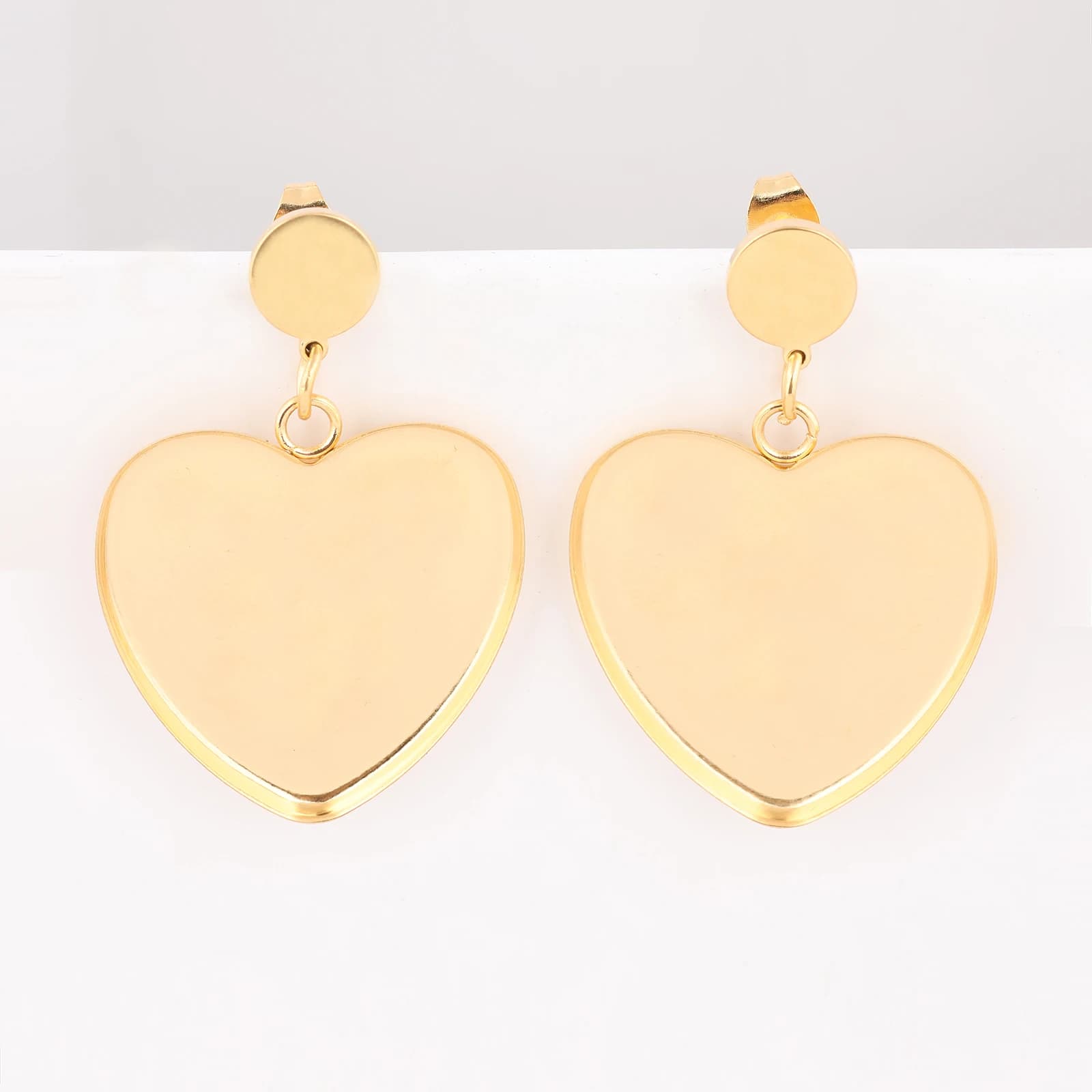 6 pezzi in acciaio inossidabile placcato oro rosa misura 25mm cuore cabochon orecchino impostazione base spazi vuoti fai da te orecchino lunetta borchie risultati