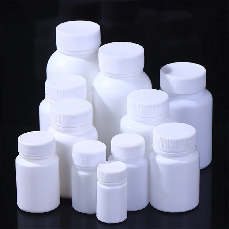 Flacone in Plastica Bianco per Medicinali con Tappo a Vite, Contenitore per Alimenti in PE, Scatola Porta Pillole