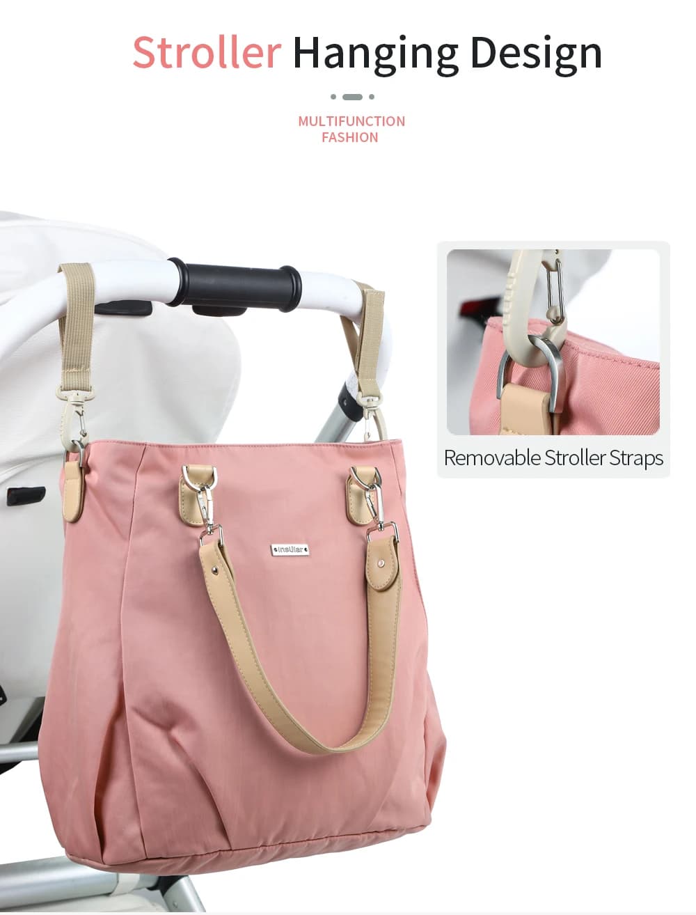Borsa Fasciatoio Elegante Insular Multifunzionale per Neonati, Borsa per Passeggino per la Cura del Bambino, Elegante e Pratica
