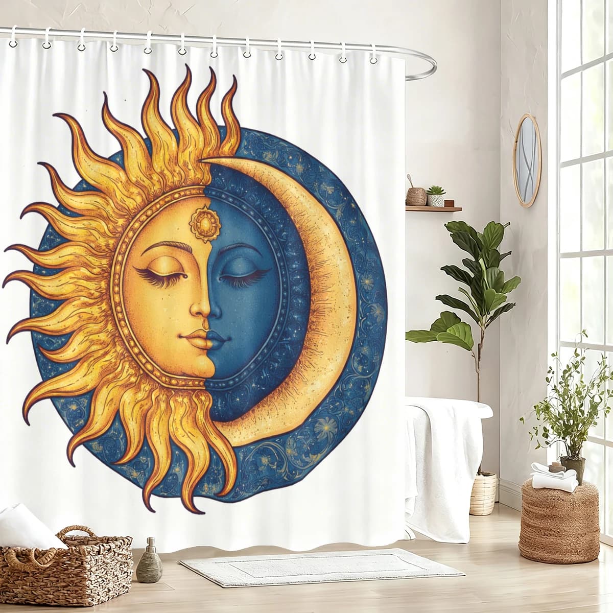 Tenda da Doccia in Poliestere con Motivo Artistico Vivace - Elegante Decorazione per il Bagno, Tenda da Bagno Stampata Unica per la Casa