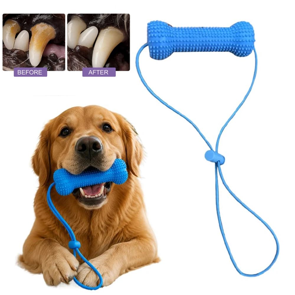 Soft Rubber Dog Toothbrushes Dog Chew Stick Toy 360 Degree Teeth Cleaning Toothpaste Interactive Puppy Toys for Large Small Dogs
