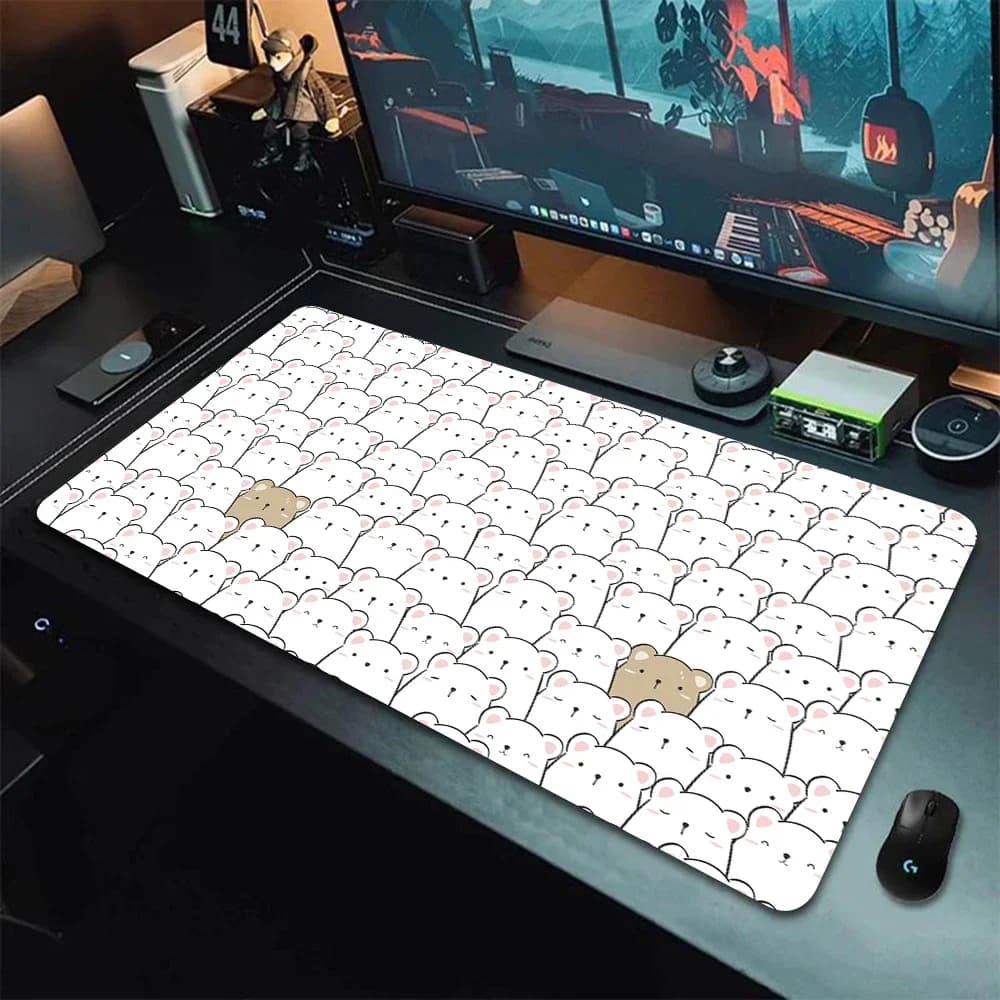 Orso bianco Gaming Mousepad 900x400 Zerbino Tastiera Anime XXL Mouse Pad Gamer Cartoon Deskmat Pc Accessori Kawaii Cute Mouse Pad