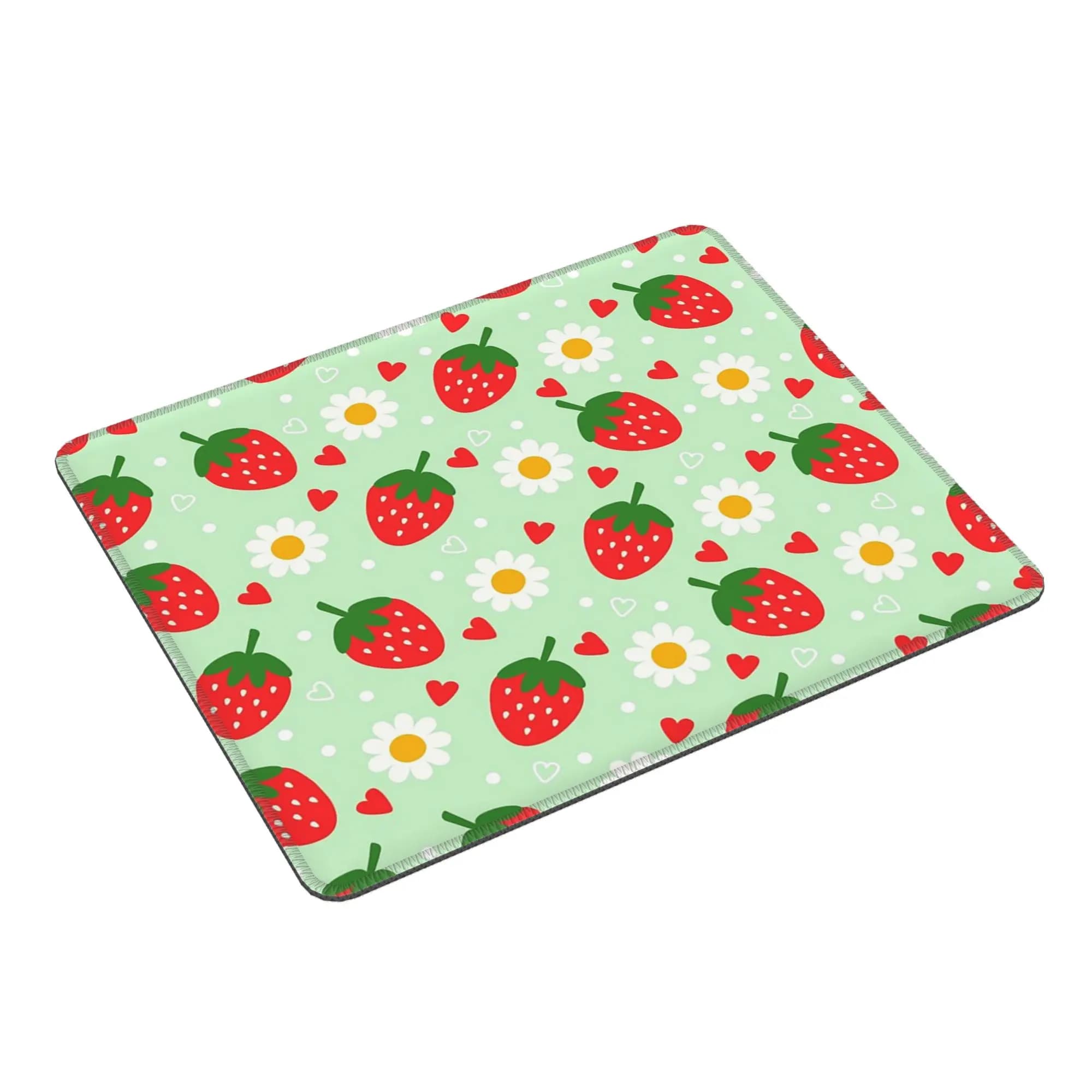 Tappetino per mouse con motivo a cartoni animati di fragole e margherite, tappetino per tastiera e mouse per computer, tappetino da gioco per PC, tappetino da scrivania per laptop, tappetini da tavolo per ufficio