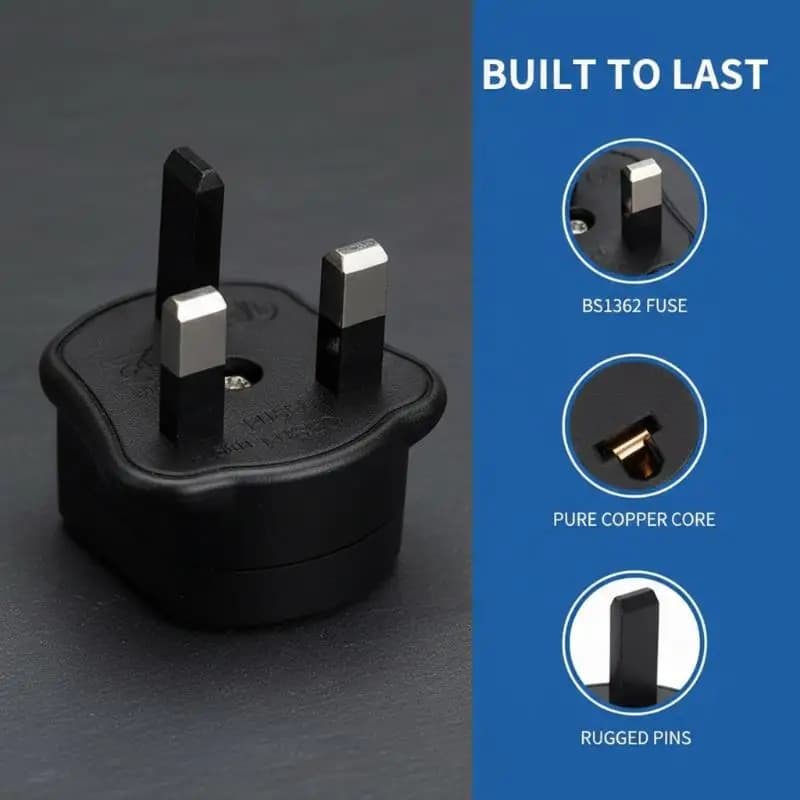 Mini Size US 2 Pin to UK 3 Pin Power Plug Adapter for Electric Shaver Toothbrush Outdoor Travel Use