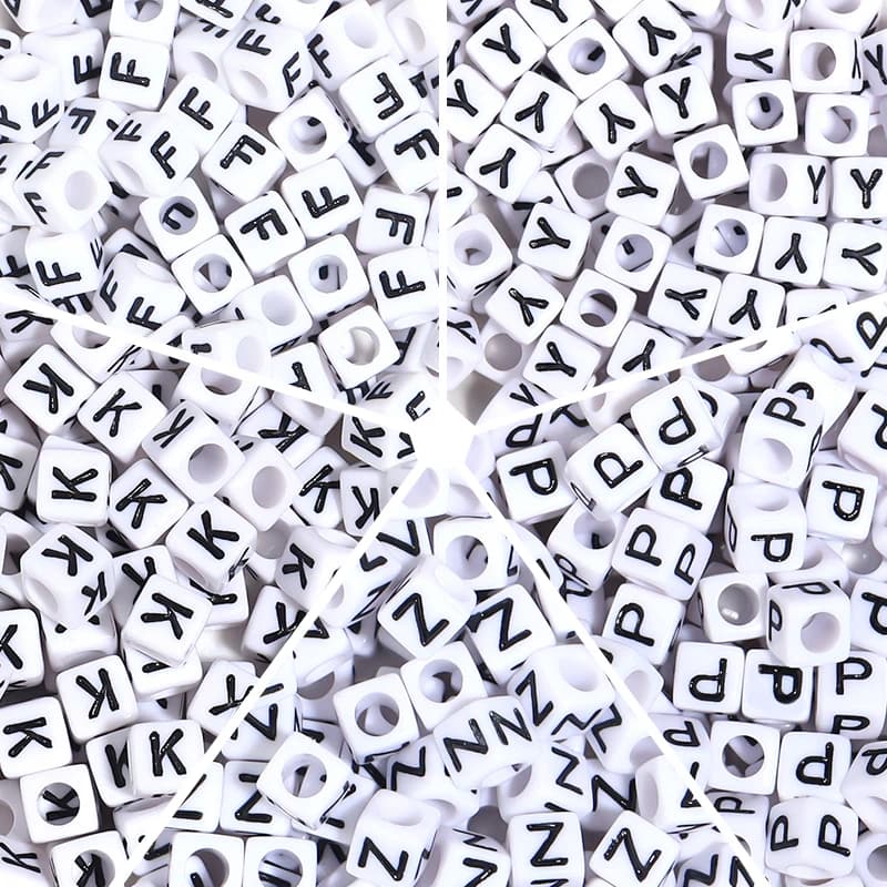 50-100 Pz/lotto 10x10mm Quadrato Lettera Bianca Perline Acriliche AZ Cubo Allentato Del Distanziatore Perline Alfabeto Per Creazione di Gioielli Accessori Fai Da Te