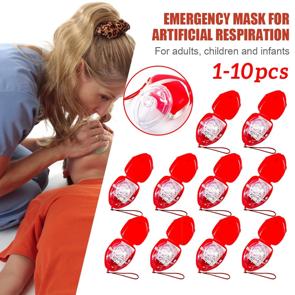 10-1PCS Professional first aid respiratory mask CPR Protectors Artificial respiration reusable with unidirectional valve instruments