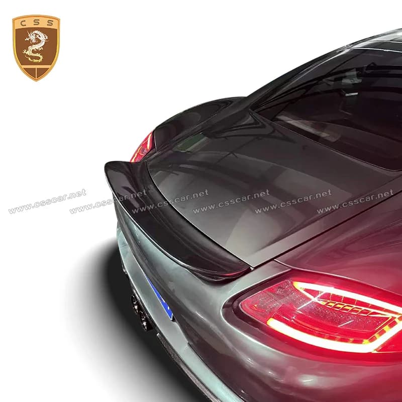Carbon Fibe Baule Posteriore Coperchio Boot Ducktail Lip Spoiler Ala Per Porsche 987 CSS Stile Auto Stampaggio Bodykits