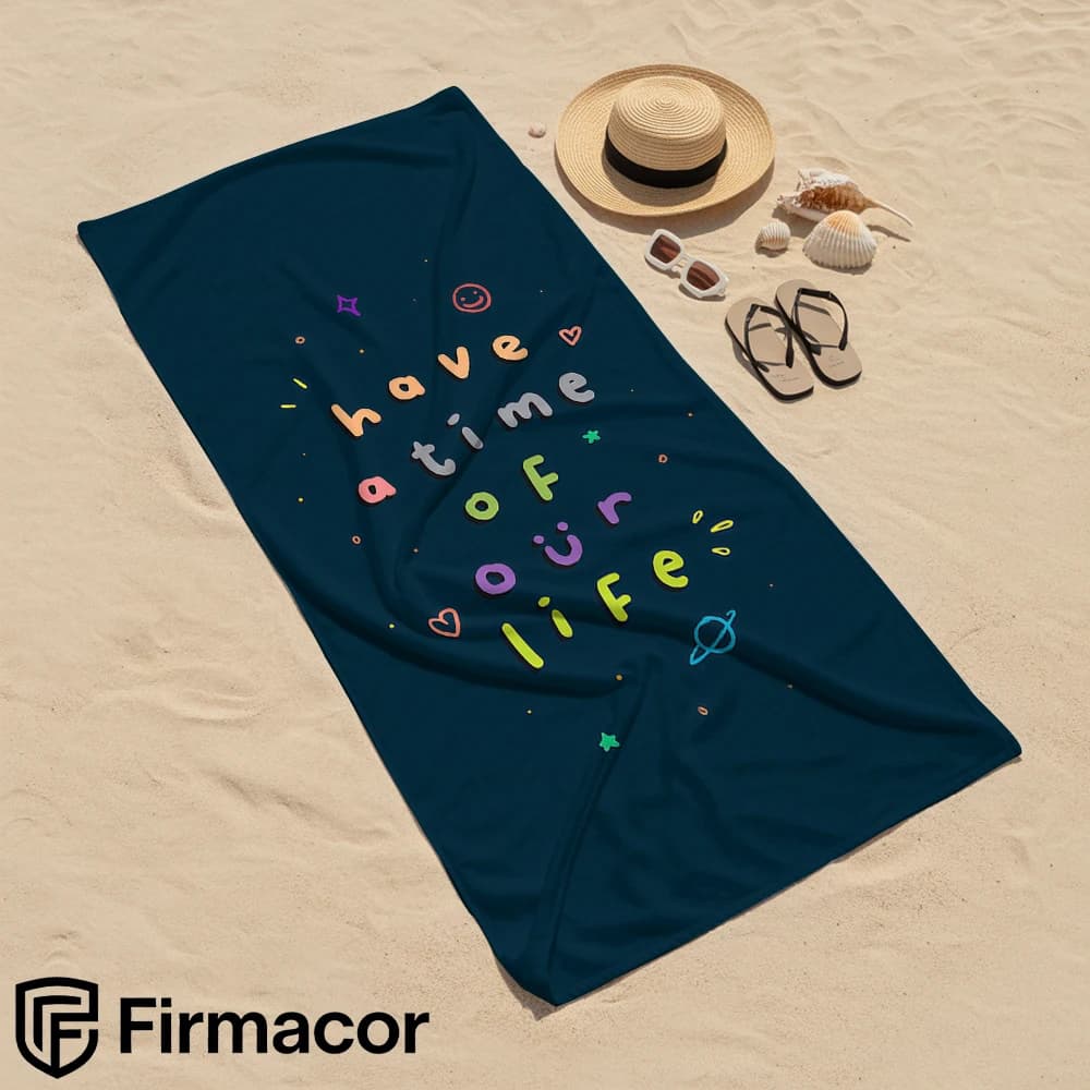 Happy Slogan Soft Portable Travel Towel Unisex Ultra Lightweight Microfiber Oversized Sand Free Quick Dry Beach Towel