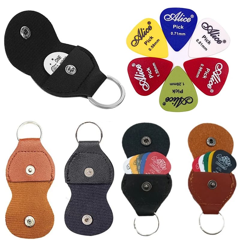 3 pz/pacco PU Pelle Potabile Plettro Borsa Nero Marrone 2 Colori Disponibili Pick Holder Pick Storage Portachiavi Accessorio Per Chitarra ZYF