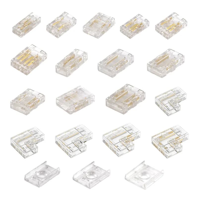 Connettore cavo LED COB 5 8 10mm Collegamento Mini fibbia senza saldatura FCOB RGB CCT Strisce LED 2 3 4 Pin Nessun connettore per aree scure