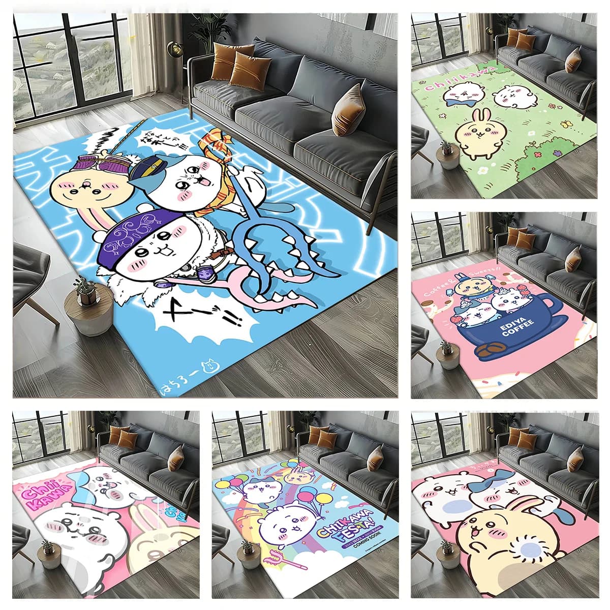 Cartoon Anime C-ChiikawaS Classic 3D Print Carpet Rug Art for Room Decor Home Bedroom Gifts Fans Area Rug Non-slip Floor Mat