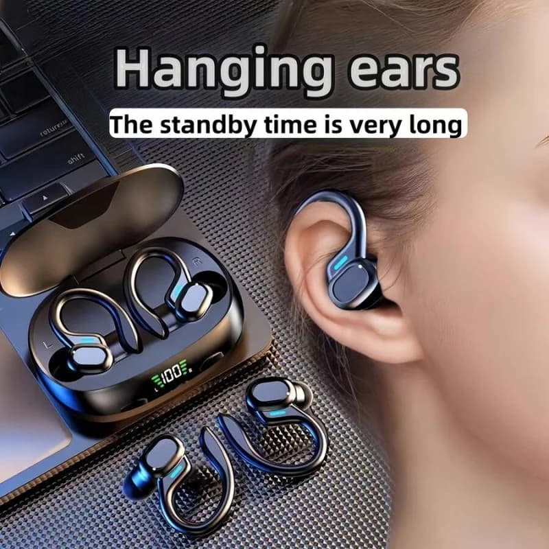 Headphones Wireless Sports Headphones with Microphone Ear Hook Noise Cancellation Stereo Music Headphones HD Sport Gaming Ea