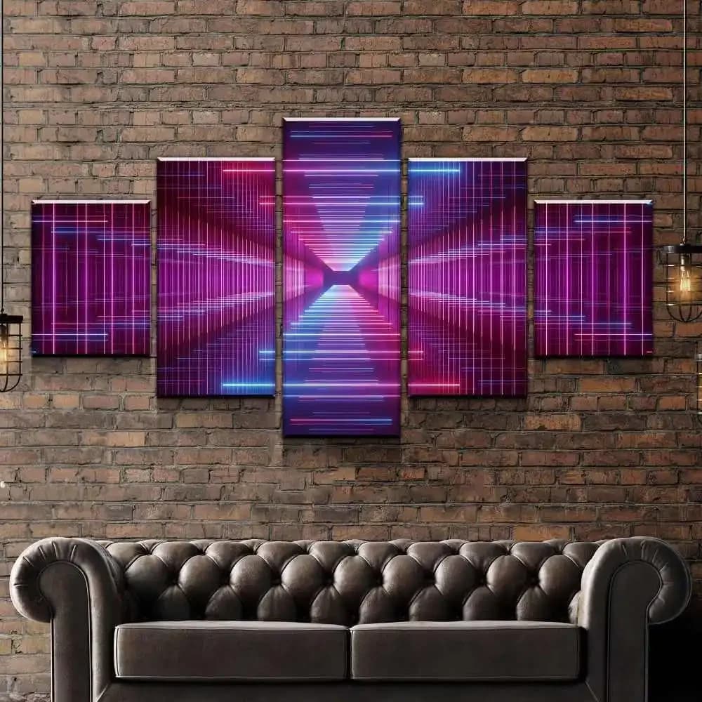 Infinity LED Mirror 5 Pieces Image on Canvas Print Wall Art Canvas Painting Wall Decoration for Living Room Unframed Poster