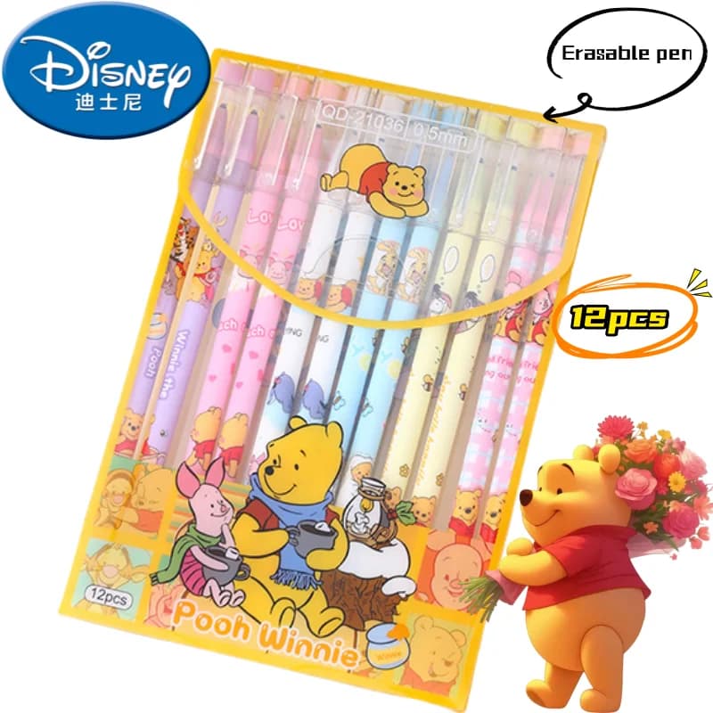 Penna gel cancellabile Disney Pooh Bear Penna creativa per firma di cartoni animati di alto valore per studenti delle scuole primarie e secondarie