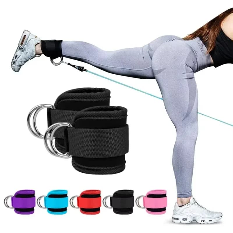 Cinghie per caviglia con cavo Doppio anello a D Polsini per caviglia Supporto per tutore Abuttori di sicurezza sportiva per allenamenti in palestra Glutei Gambe Allenamento per la forza