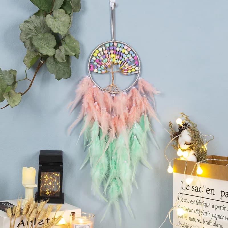 Tree of Loving Life Heart shaped leaves Dream Catcher Room Nordic Decor Home Nordic Style Kids Wind Chimes Dreamcatcher