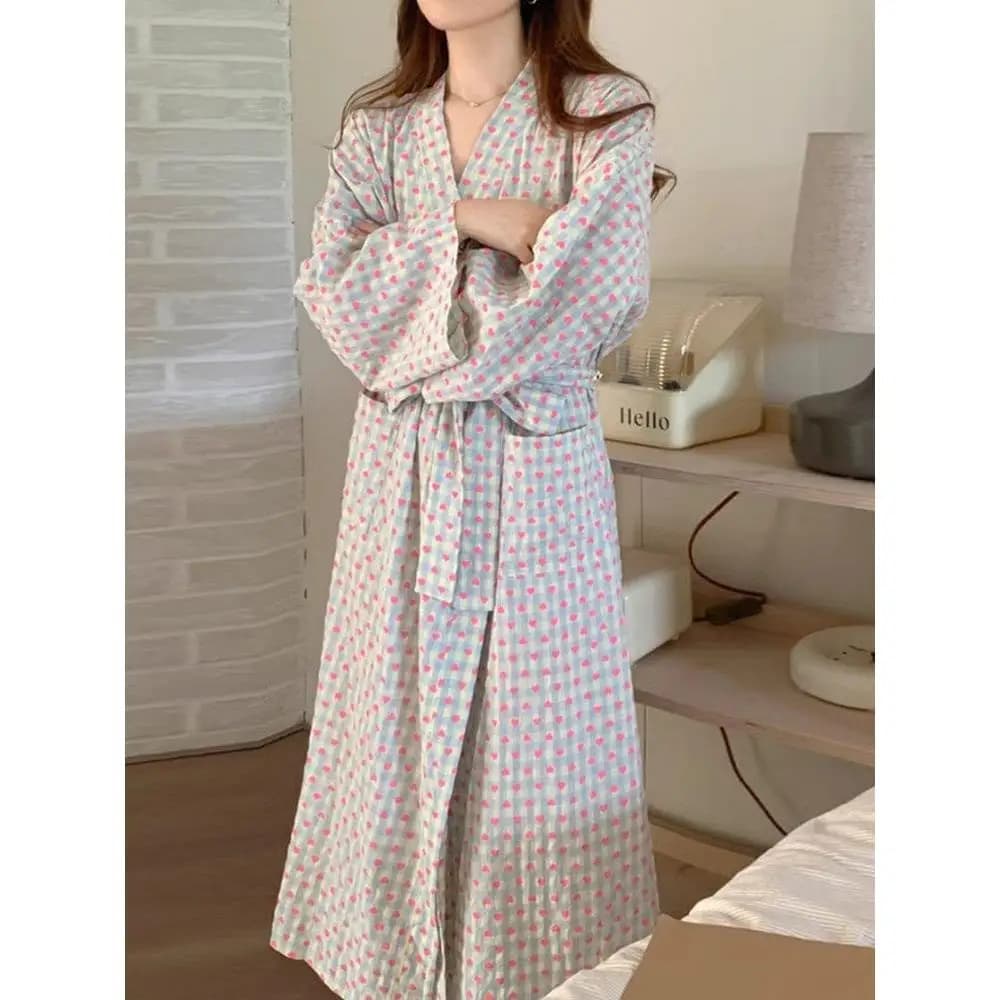 Accappatoio in Puro Cotone a Maniche Lunghe per Donna, Asciugatura Rapida, Assorbente, Stile Avvolgente, Comodo per Casa