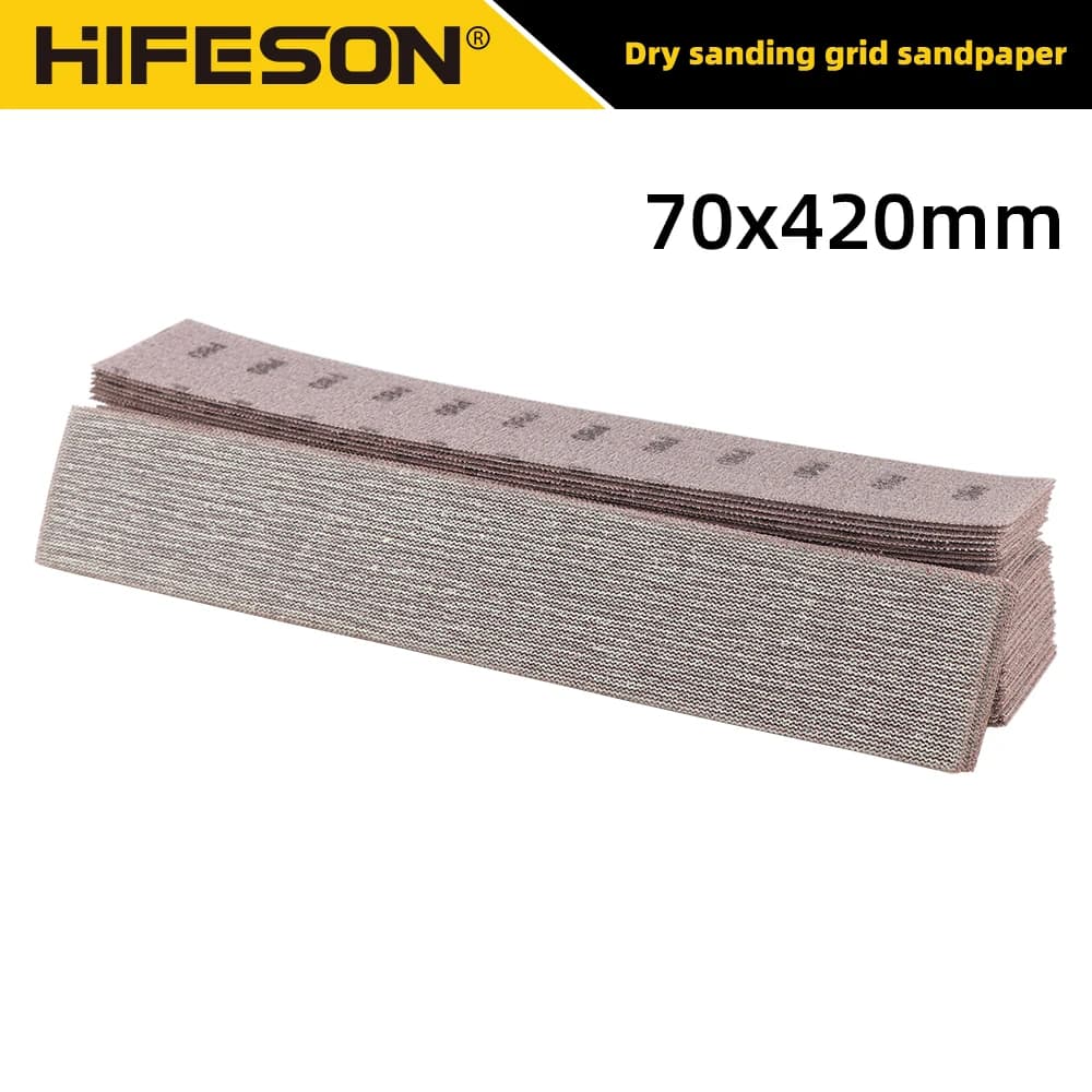 10 pz 20 pz 50 pz 70x420mm Maglia Carta Vetrata Aspirapolvere Gancio Anello Disco Abrasivo Per 400x70 Blocco di Levigatura Legno Lucidatura dei metalli