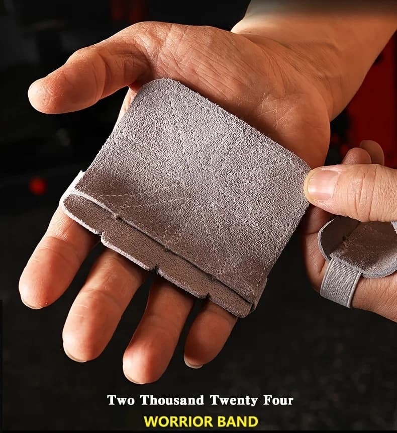 Guanti fitness a quattro dita in pelle di vacchetta con supporto per il polso Antiscivolo Resistente all'usura Palmo Proteggi supporto per le mani da allenamento