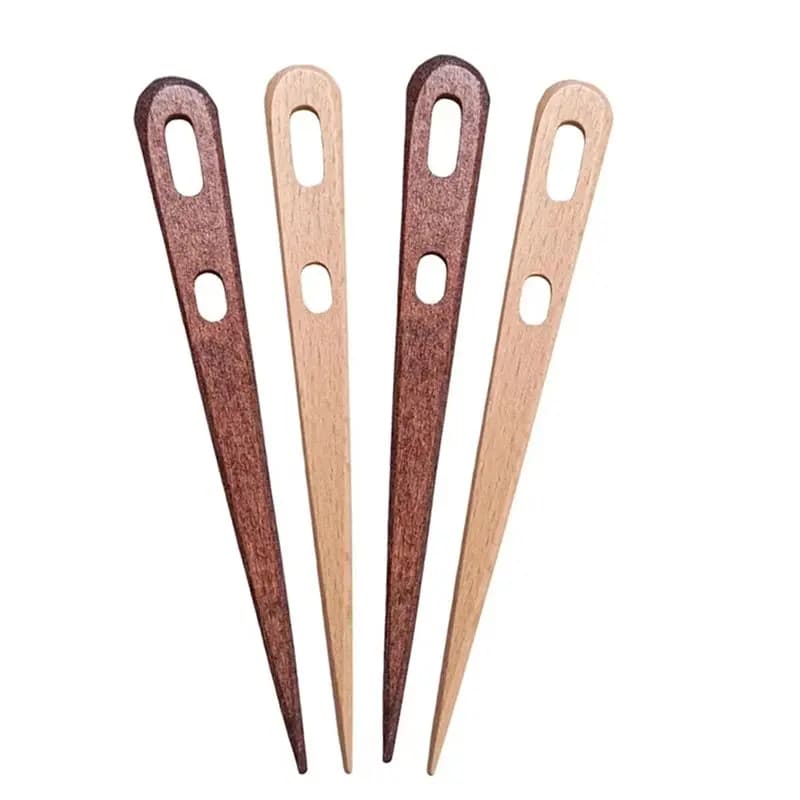 【PRICE-DROP!】DIY Wooden Weaving Loomtools Loom Tools 4Pcs Large Eye Sewing Needle Tapestry Darning Yarn Knitting Needles Craft