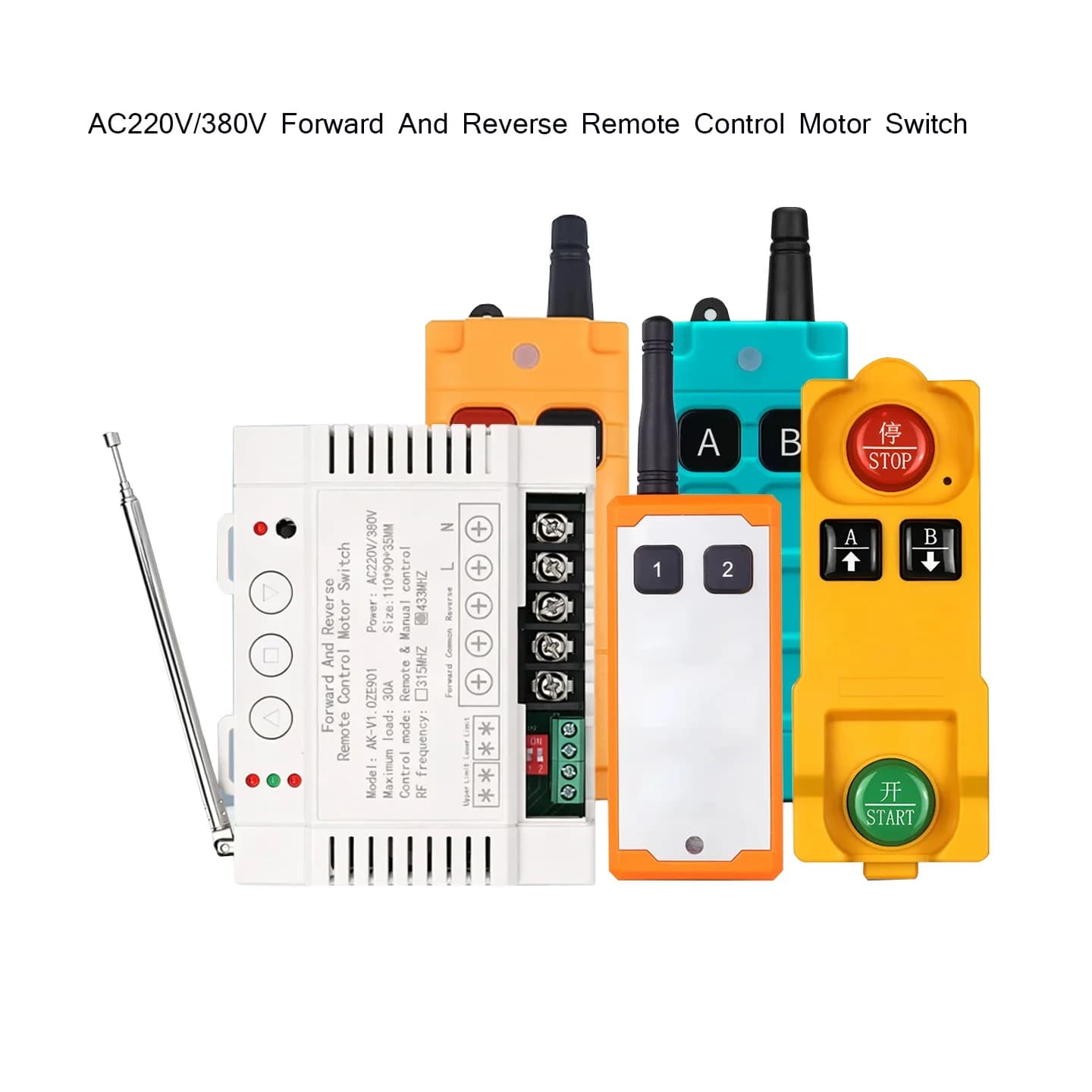 3000W AC220 V 380V 2 CH 40A relay RF Wireless Remote Control for garage door/motor/projection screen/blinds limit